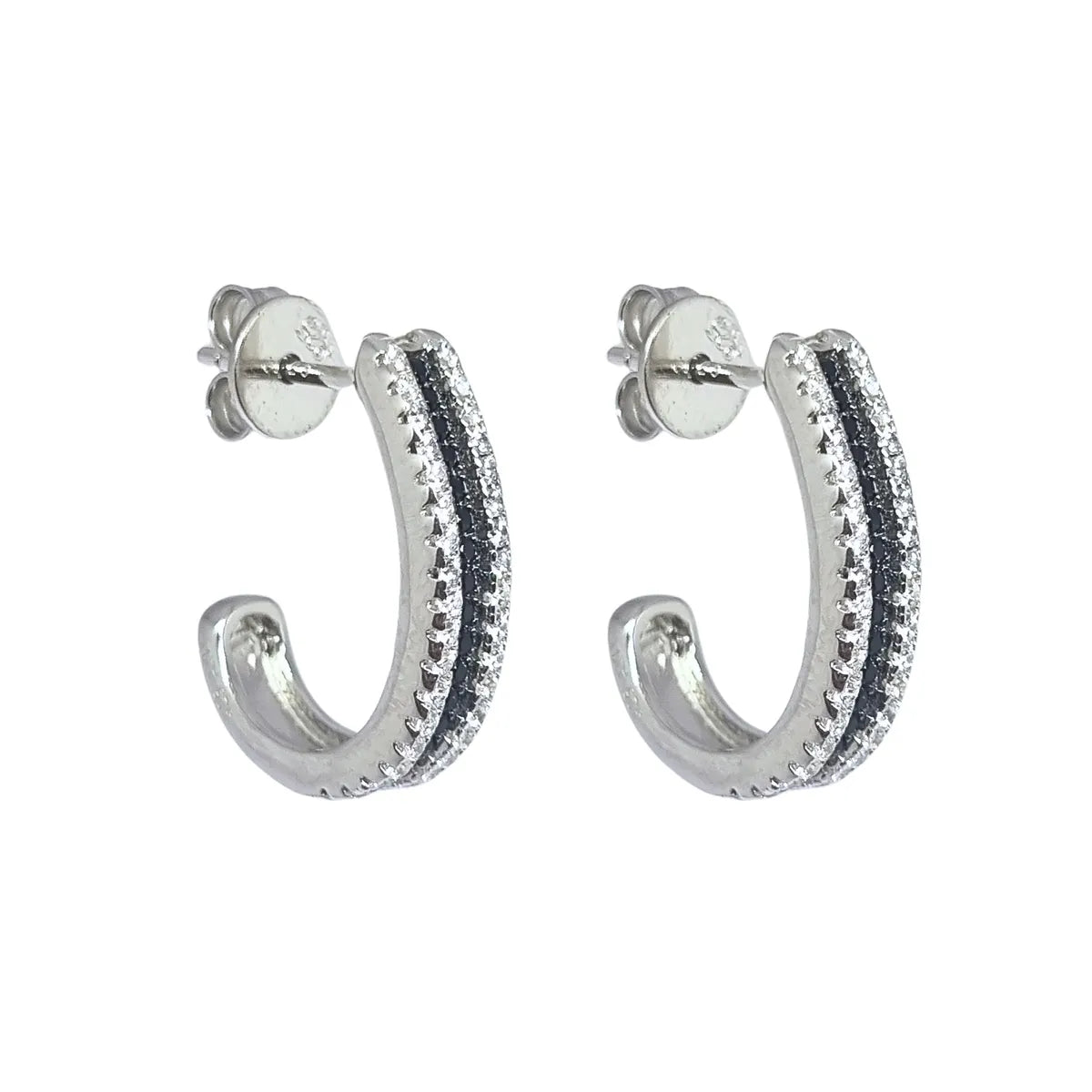 Aros Semi Argolla Onix Plata 925