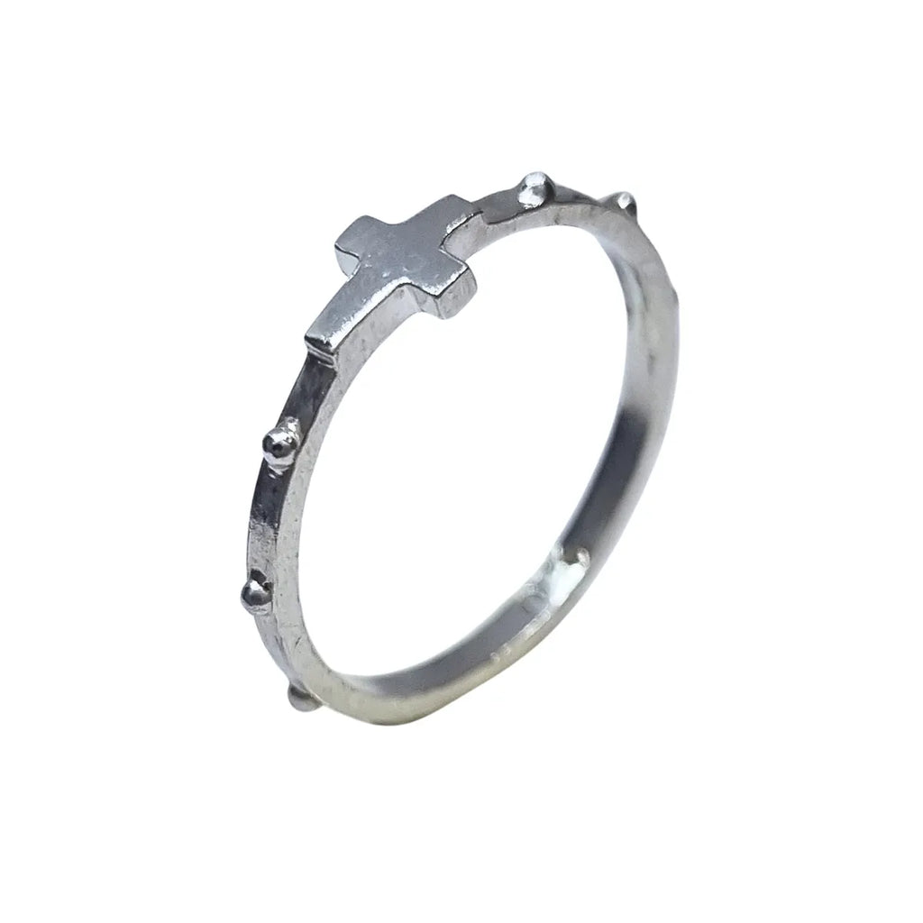 Anillo Denario con Cruz Plata 950