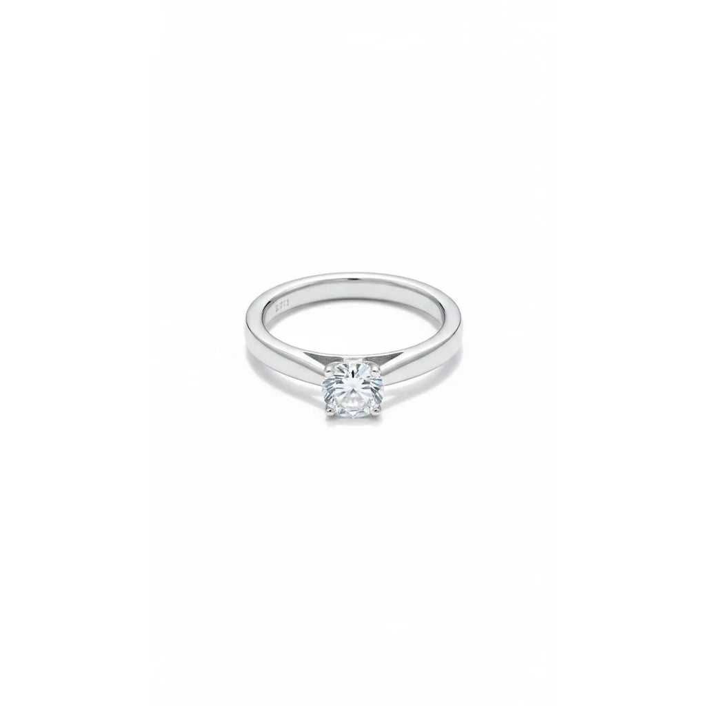 Anillo Solitario Plata Italiana 925 con Circón de Alta Calidad