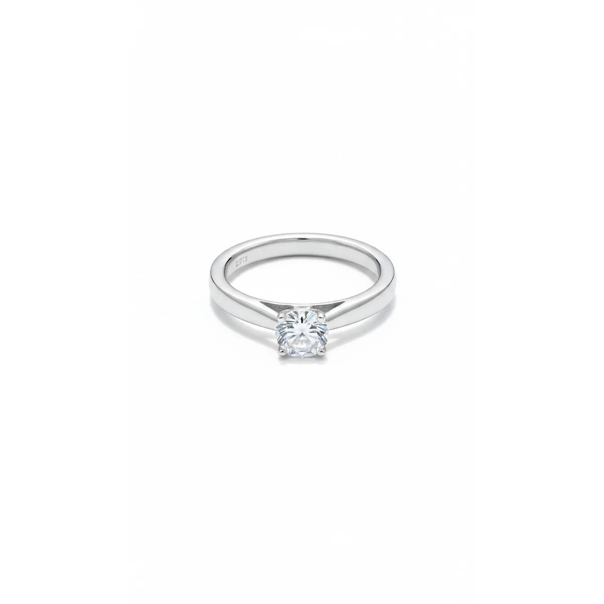 Anillo Solitario Plata Italiana 925 con Circón de Alta Calidad