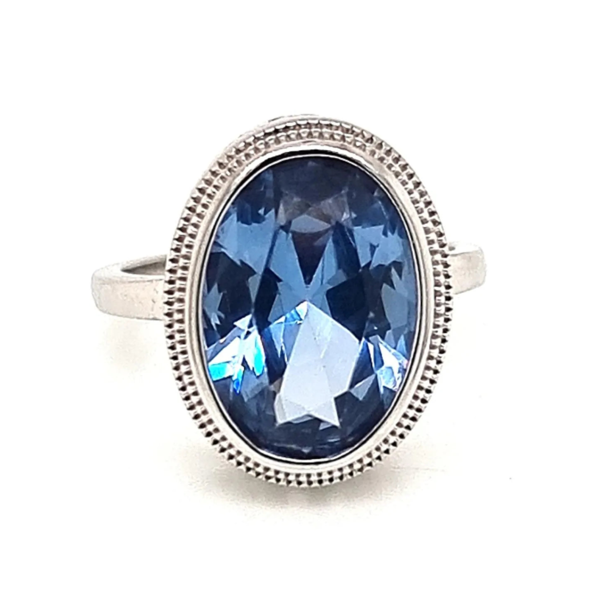 Anillo Agua Marina Ovalado Plata 925 - 10