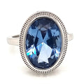 Anillo Agua Marina Ovalado Plata 925