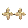 | Aros Flor Grande con Perla Enchapado en oro de 18k de 43mm
