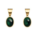 Aros Piedra Verde Ovalada Enchapados en oro de 18k