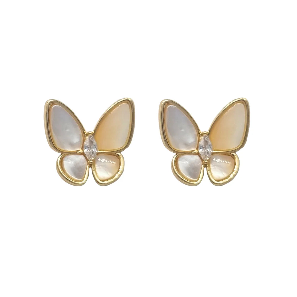 Aros Mariposa Nacar Enchapado en Oro de 18k