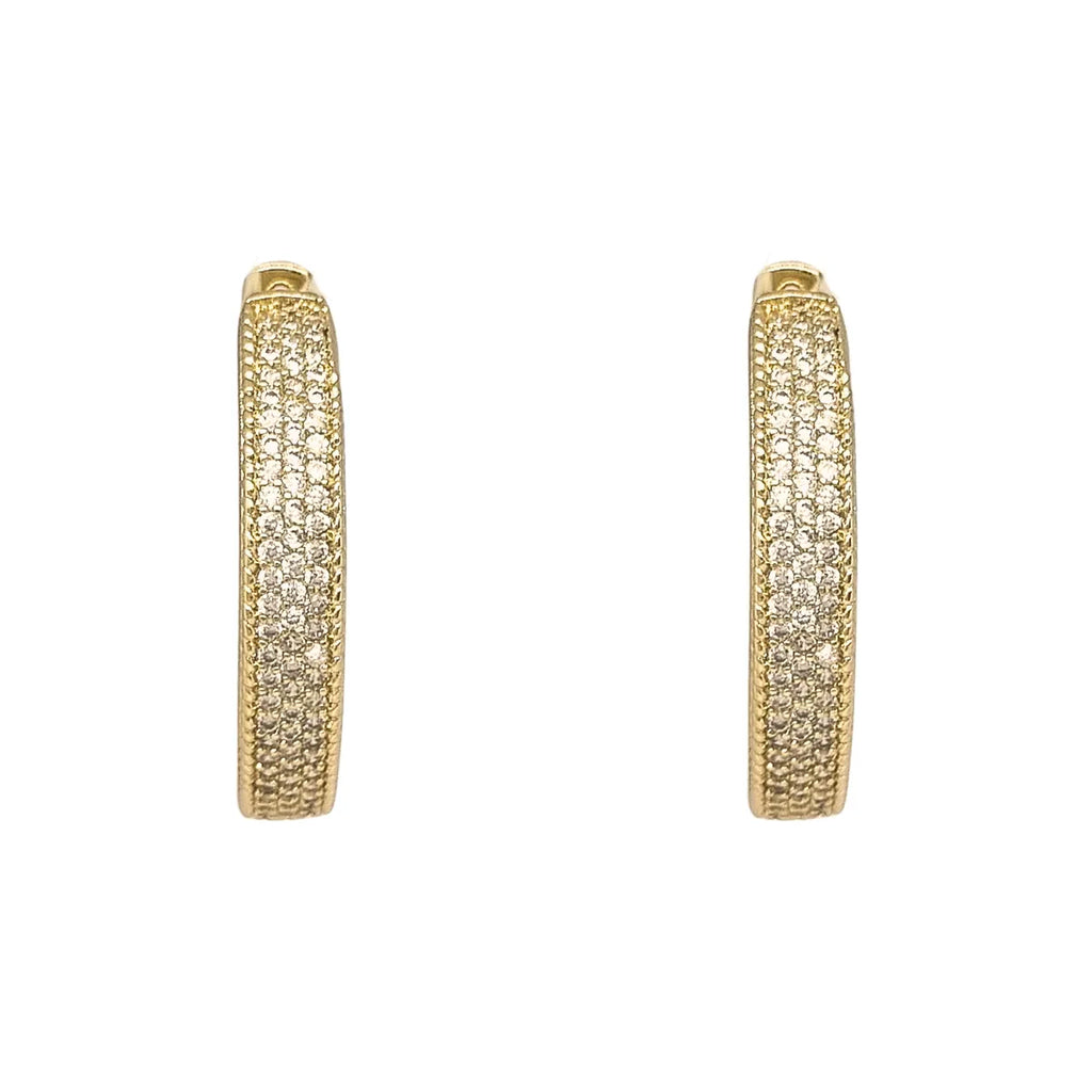 Aros Argollas Triple Riel Enchapado en oro de 18k de 30mm