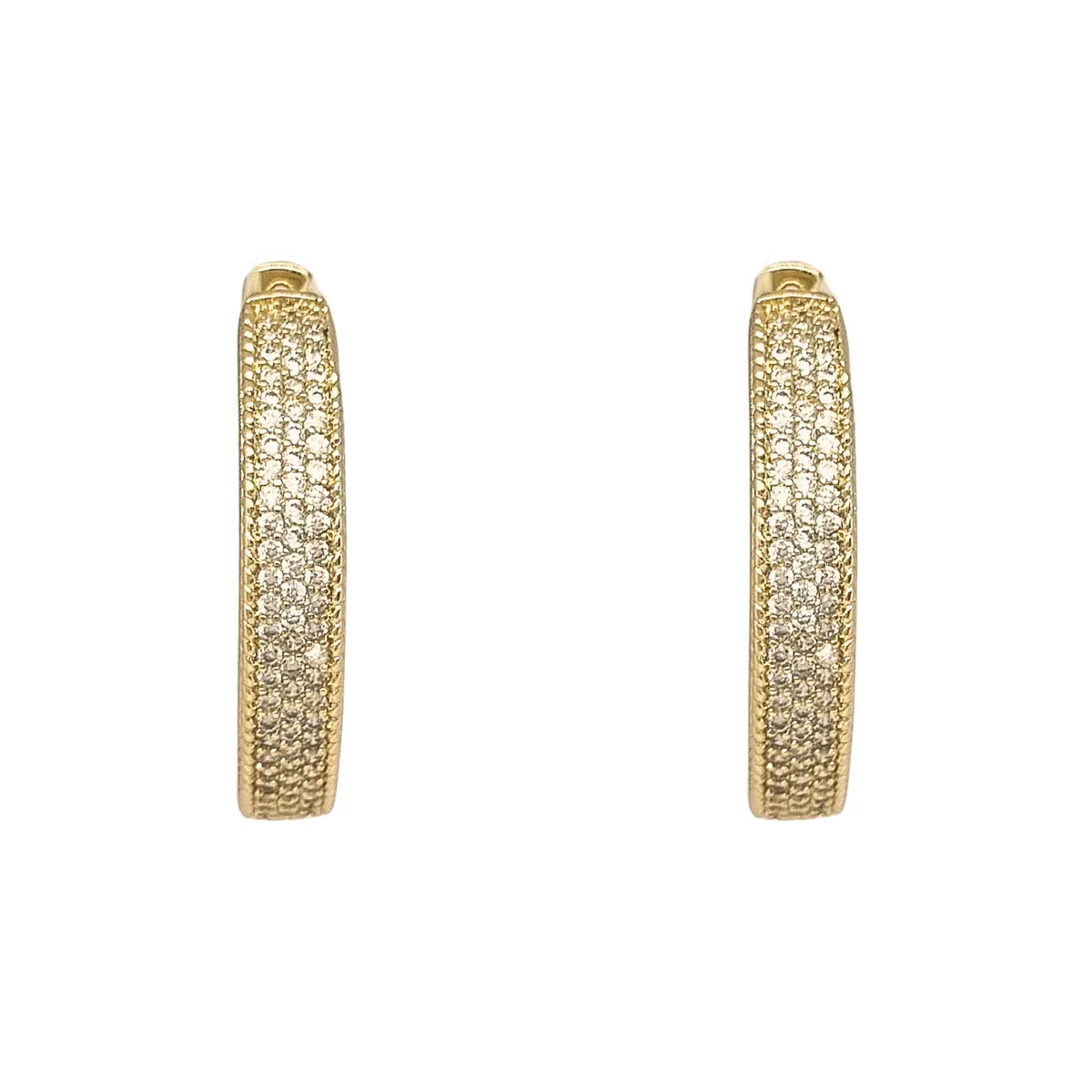 Aros Argollas Triple Riel Enchapado en oro de 18k de 30mm