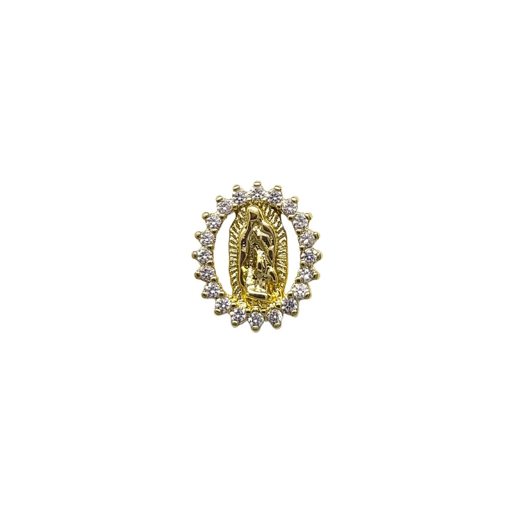 Collar + Aros Virgen Circones Enchapada en oro de 18k