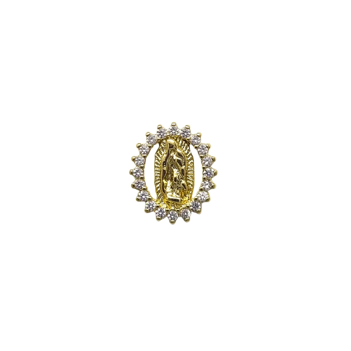 Collar + Aros Virgen Circones Enchapada en oro de 18k