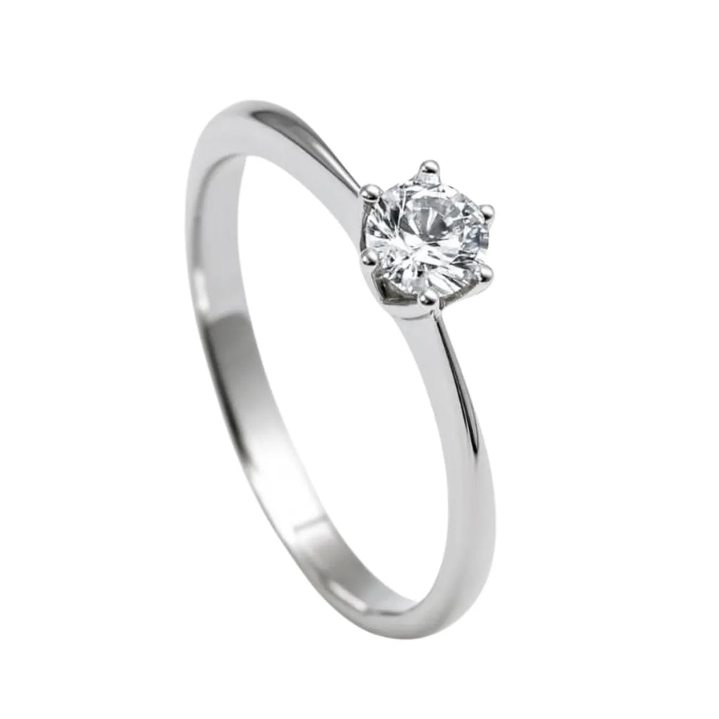 Anillo Solitario Plata Italiana 925 con Circón de 4mm