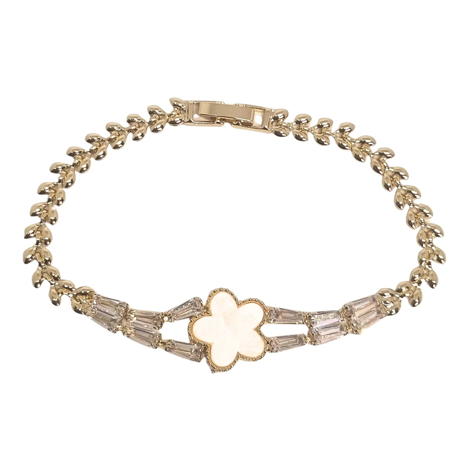 Pulsera Trébol Petalos Enchapada en oro de 18k 18cm