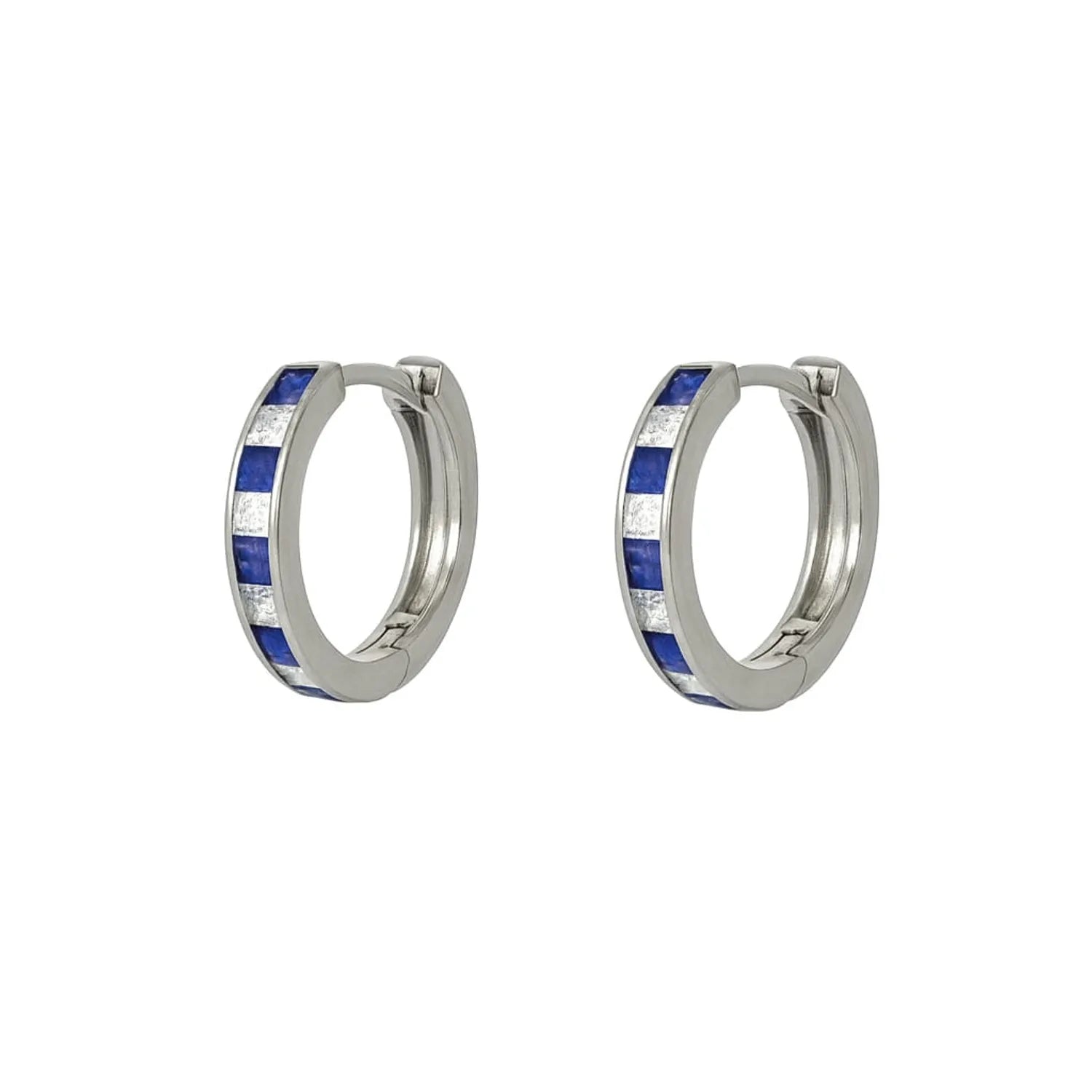 Aro Argolla Riel Azul Enchapada en Rodio de 18k 25mm diametro