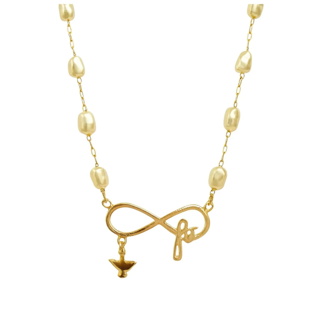 Collar Infinito Perlas Fe enchapado en oro de 18k