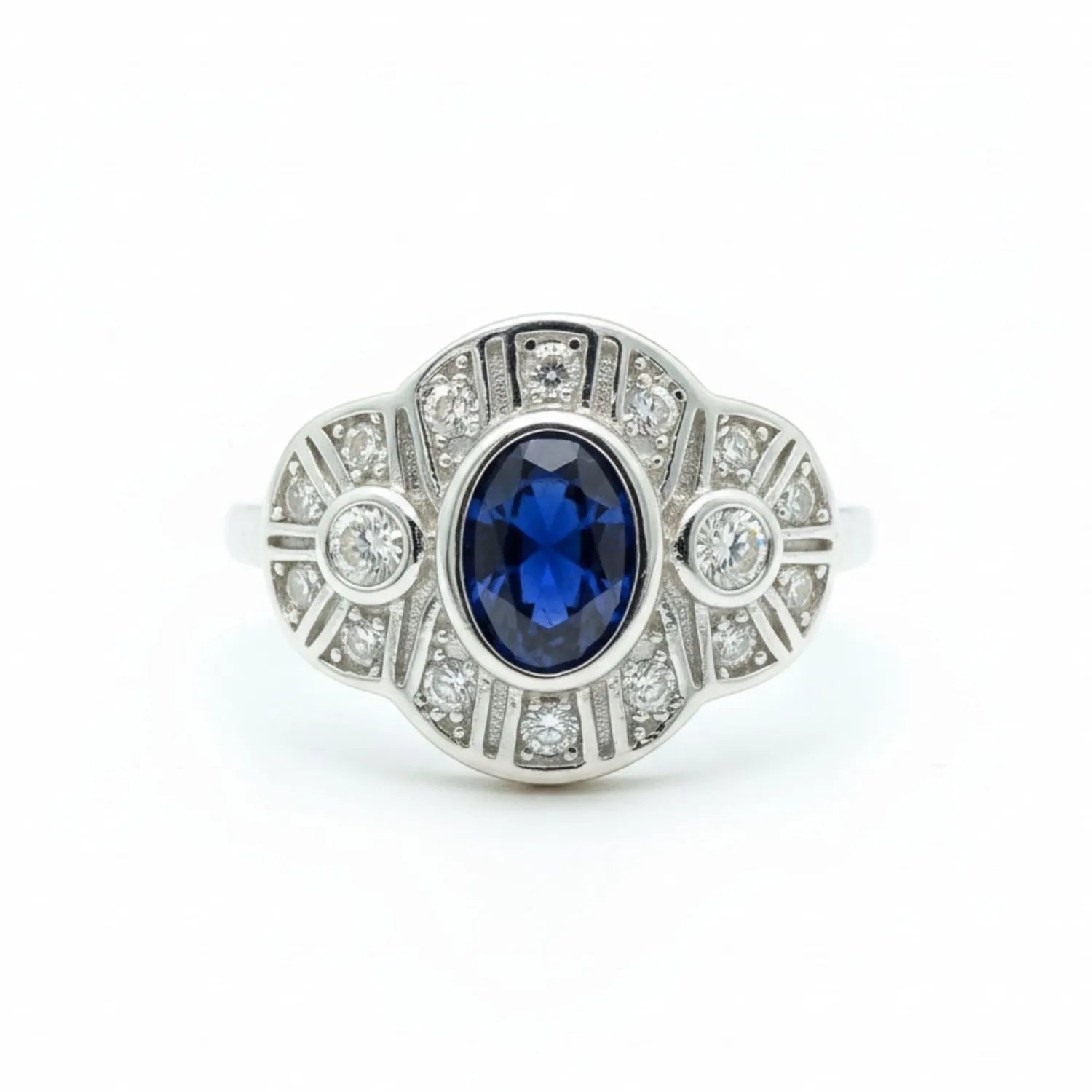 Anillo Vintage Royal Zafiro Circones Plata 925