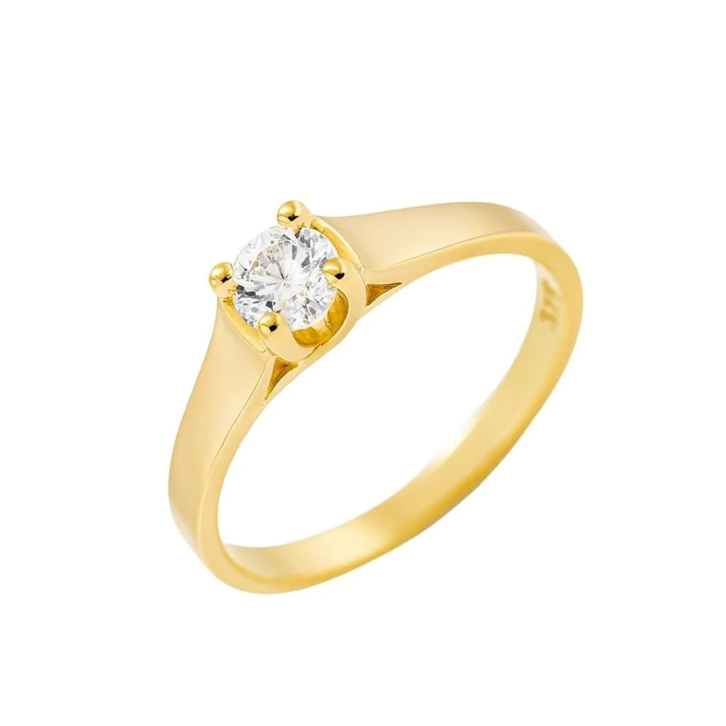Anillo Solitario 5mm enchapado en oro de 18k