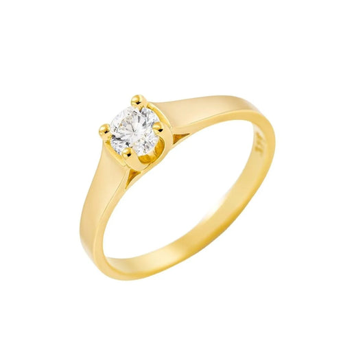 Anillo Solitario 5mm enchapado en oro de 18k