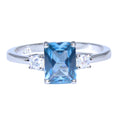 Anillo Solitario Agua Marina Rect Plata 925