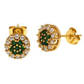 Aros Roseta Cristal Verde 9mm Encahapado en oro de 18k