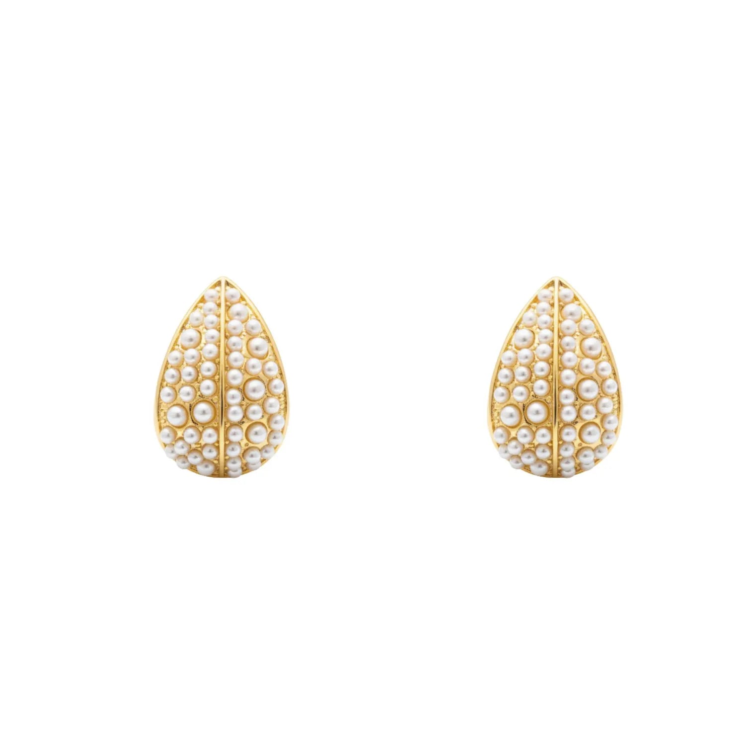 Aros Hojas Perlas Enchapado en Oro de 18k