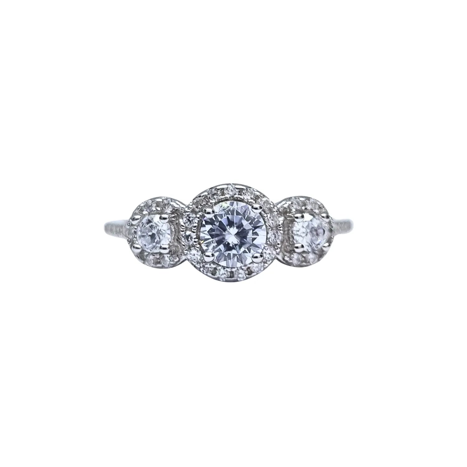 Anillo Tres Rosetas Plata Rodinada 925