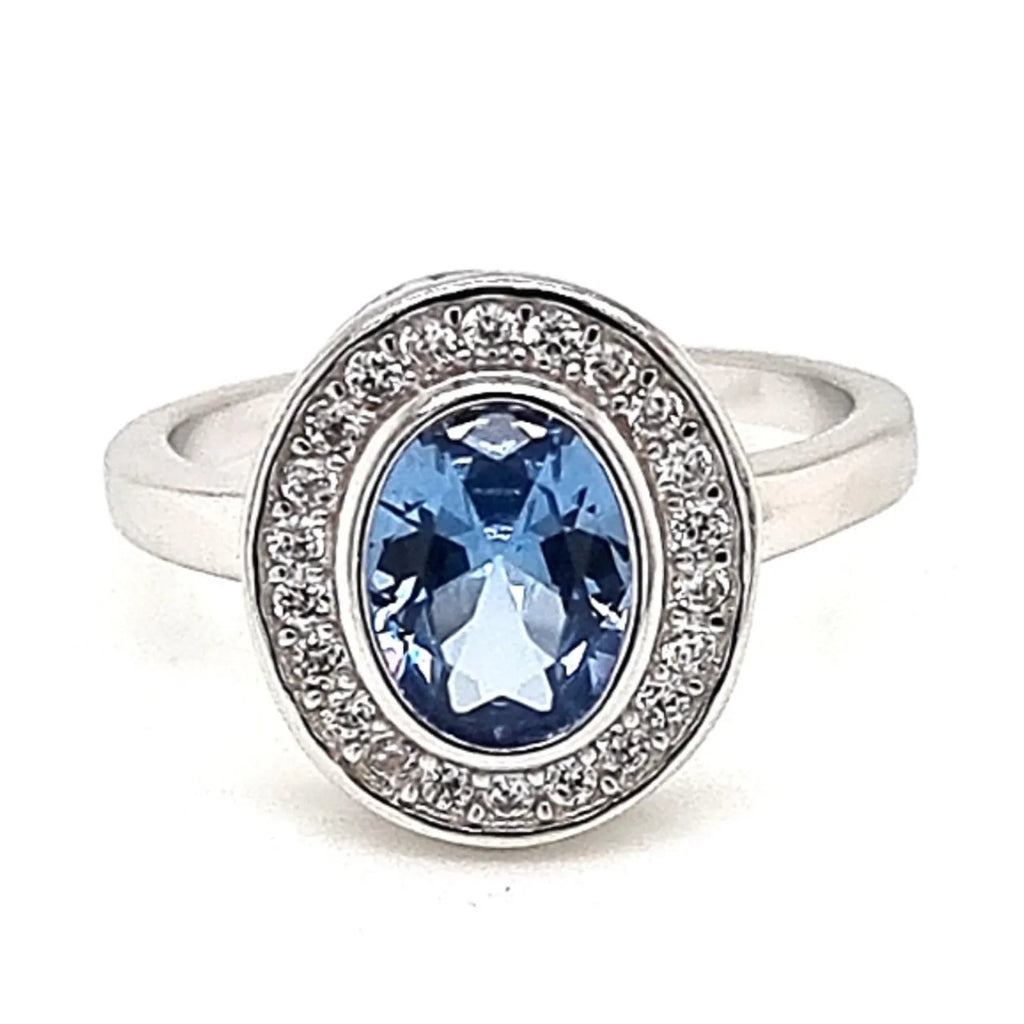 Anillo Ovalado Agua Marina Riel Plata 925