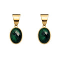 Aros Piedra Verde Ovalada Enchapados en oro de 18k