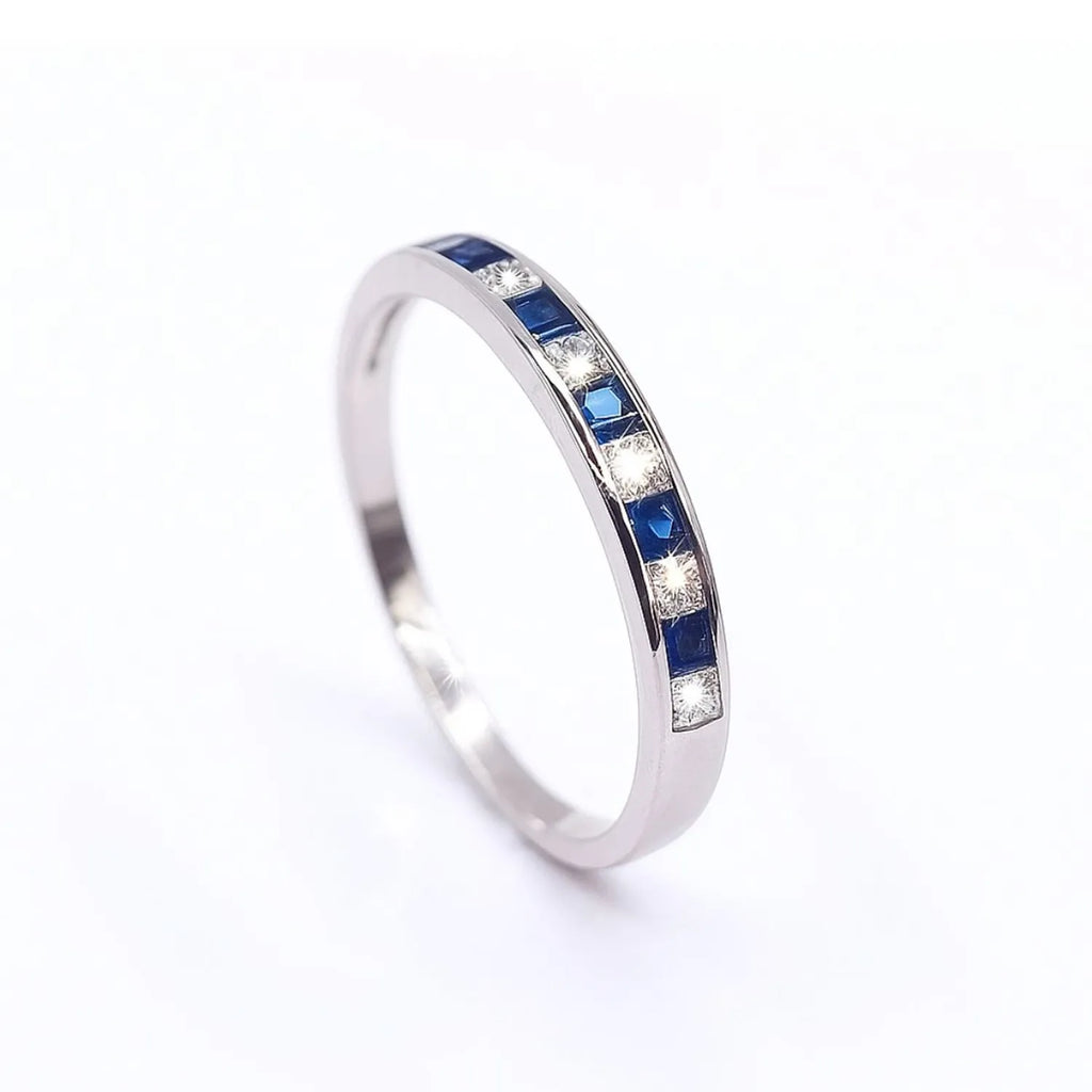 Anillo Riel 11 Circones Azul Plata 925