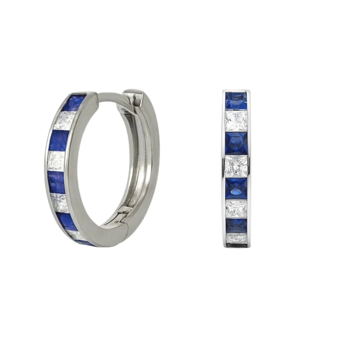 Aro Argolla Riel Azul Enchapada en Rodio de 18k 25mm diametro