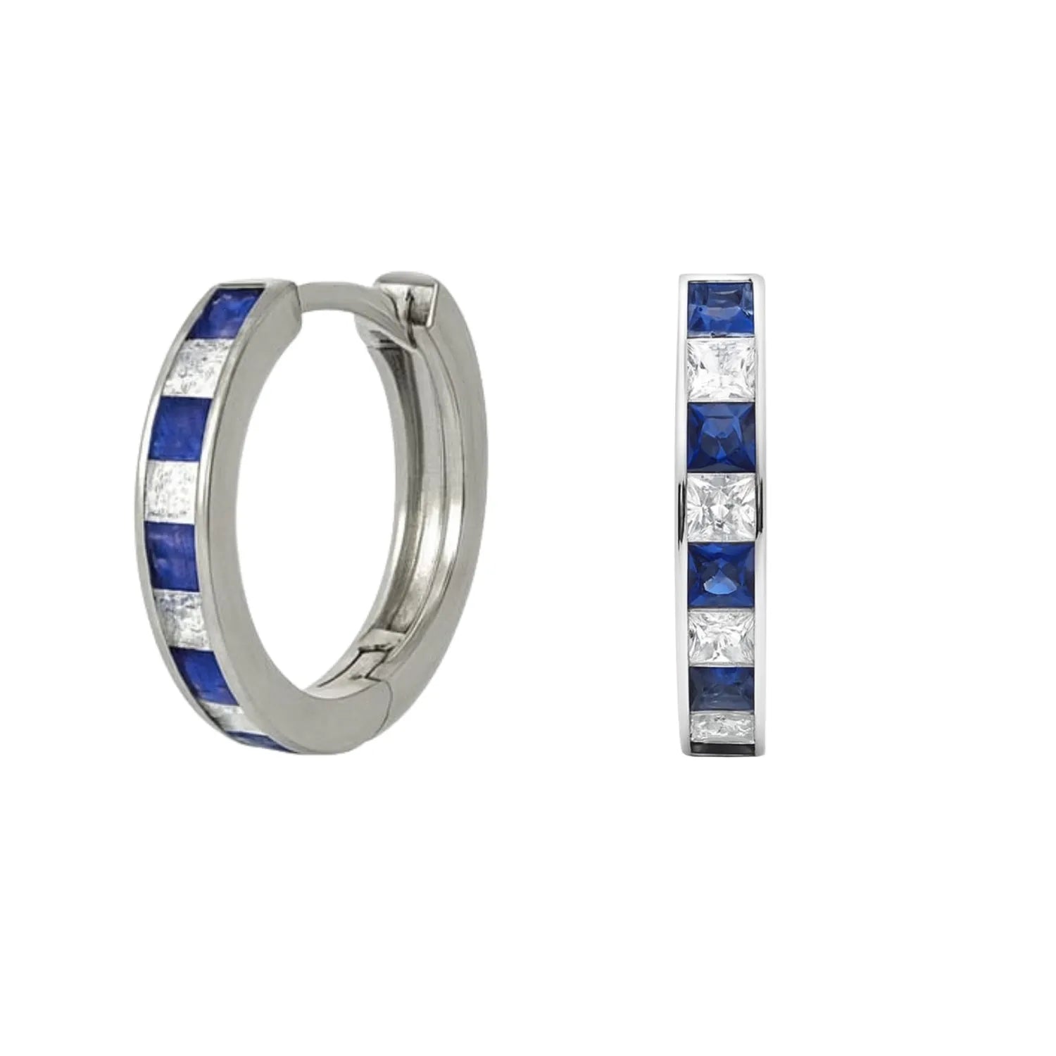 Aro Argolla Riel Azul Enchapada en Rodio de 18k 25mm diametro