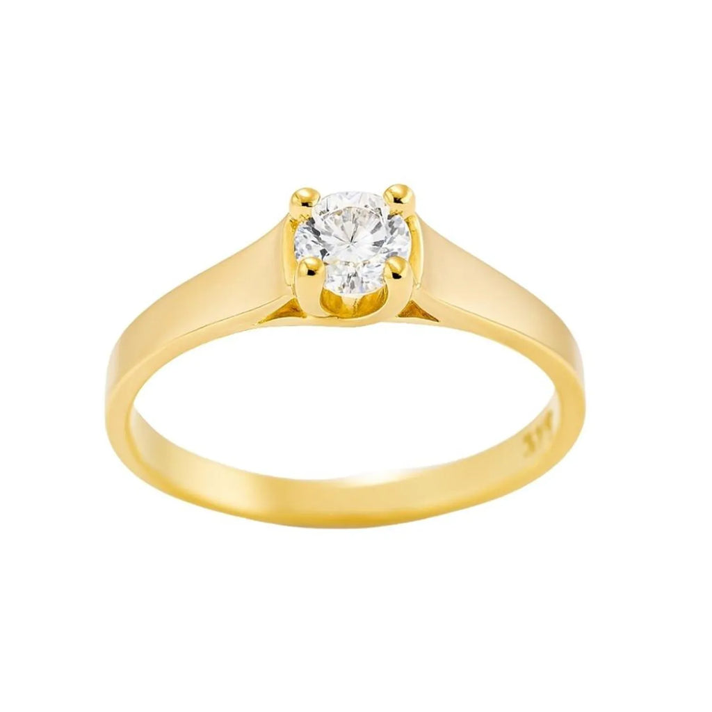 Anillo Solitario 5mm enchapado en oro de 18k