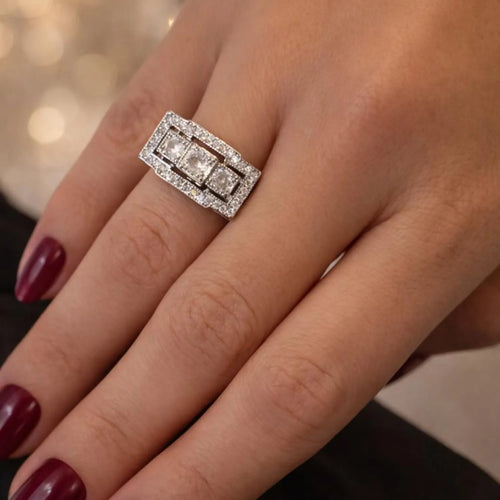 Anillo Vintage Rectangular Plata 925