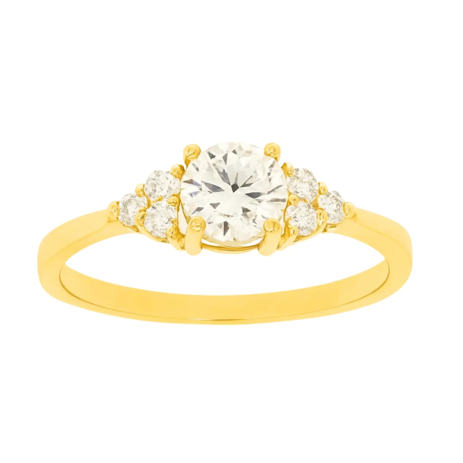 Anillo Solitario Alto enchapado en oro de 18k