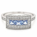 Anillo Vintage Rectangular Agua Marina Plata 925