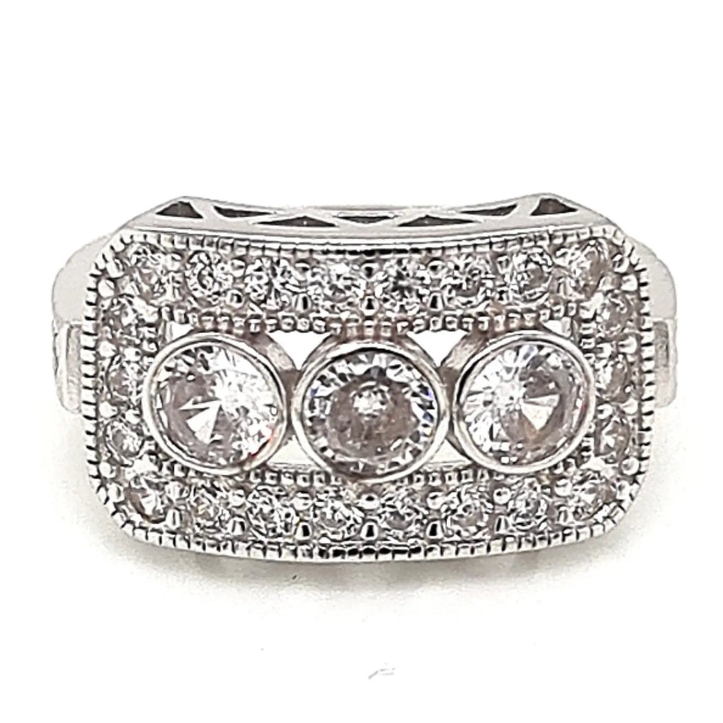 Anillo Art-Deco 3 Circones Plata 925