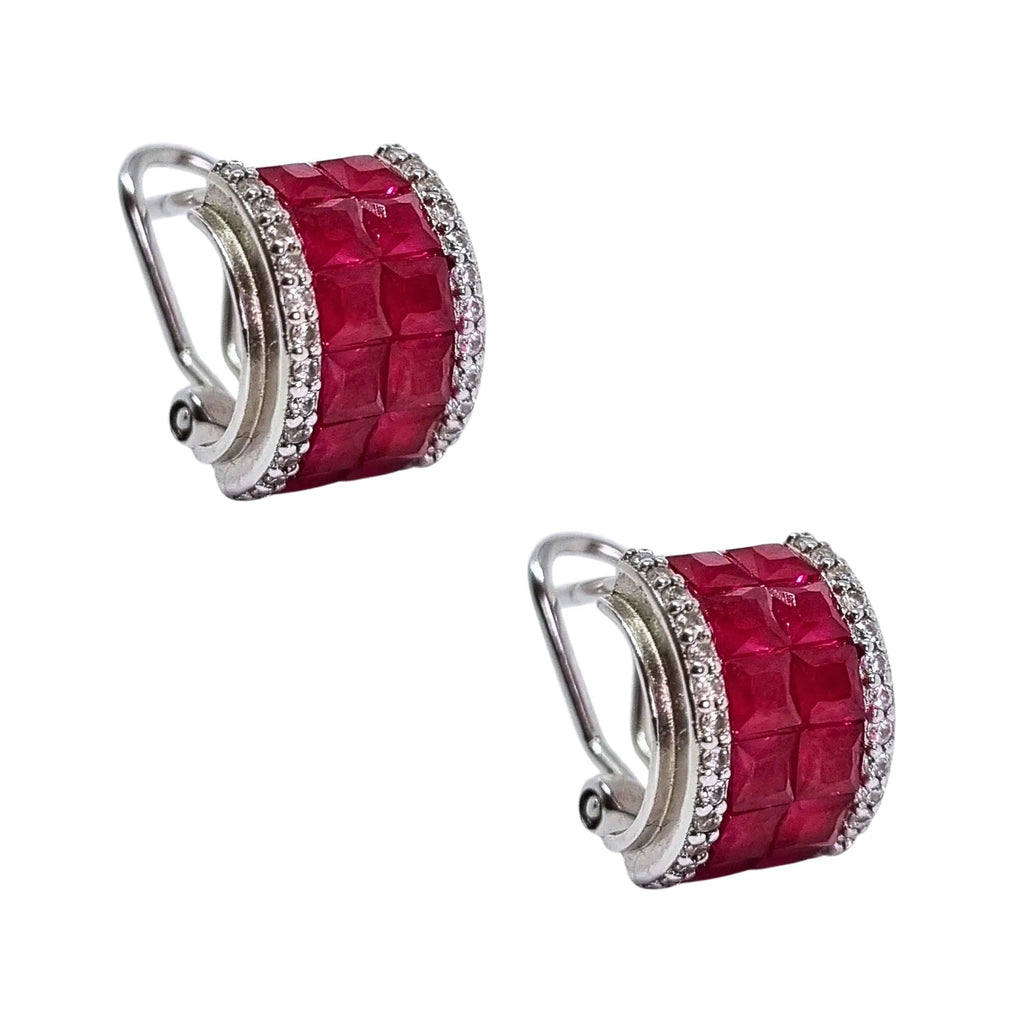 Aros Semi Argolla Rubí 12mm Plata 925