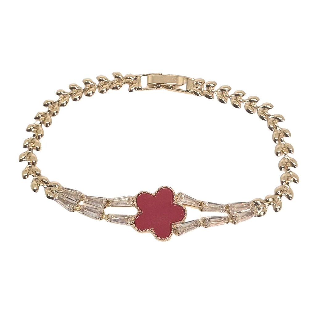 Pulsera Trébol Petalos Enchapada en oro de 18k 18cm