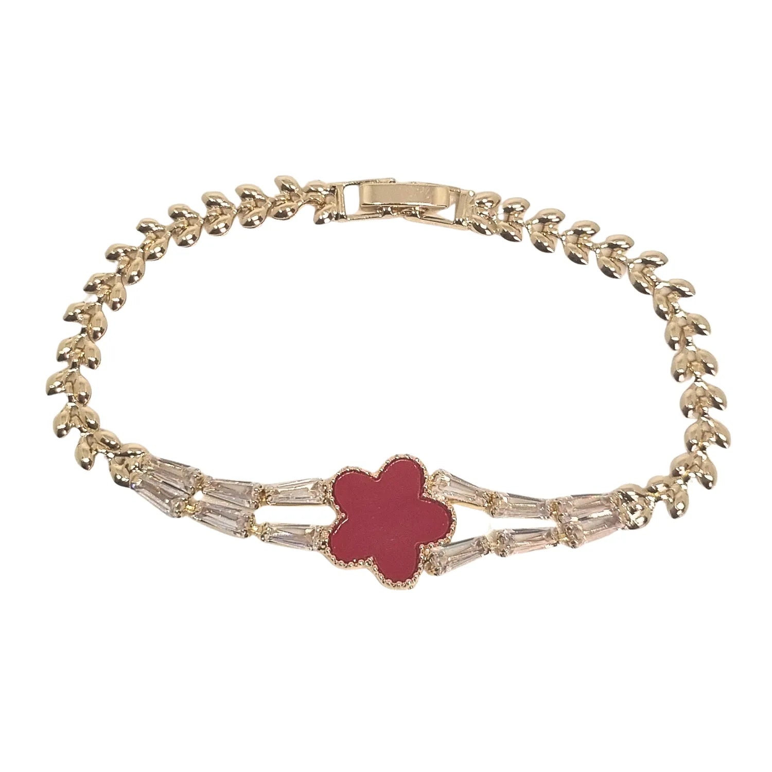 Pulsera Trébol Petalos Enchapada en oro de 18k 18cm