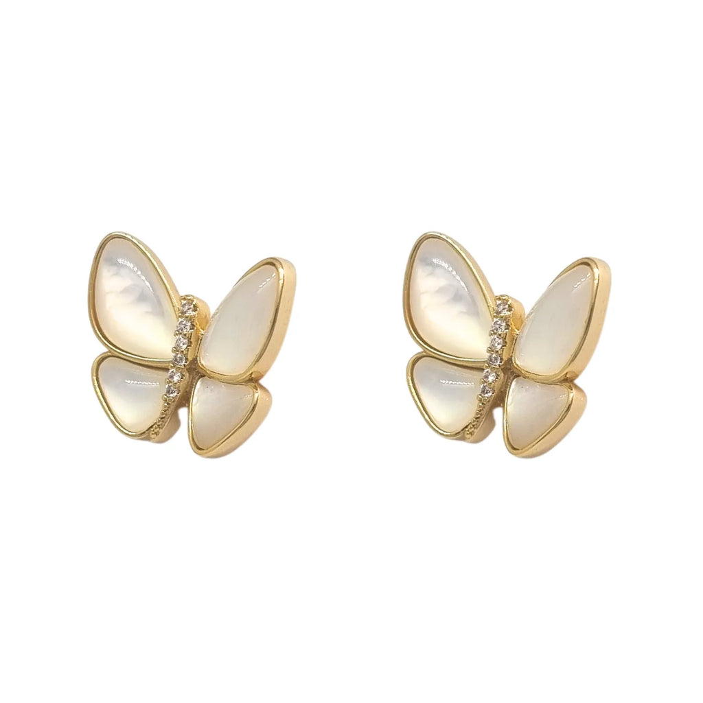Aros Mariposa Nacar Enchapado en Oro de 18k