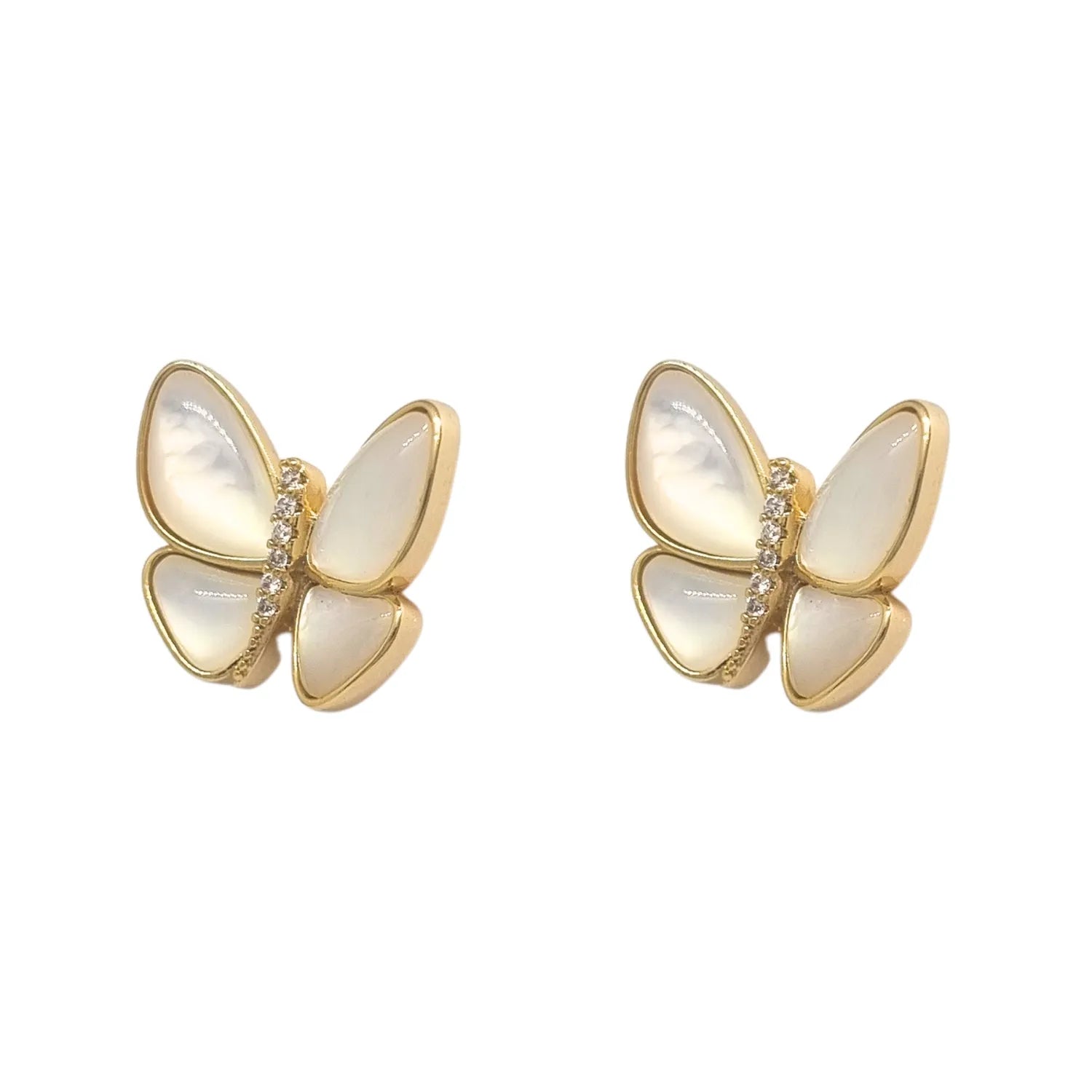 Aros Mariposa Nacar Enchapado en Oro de 18k