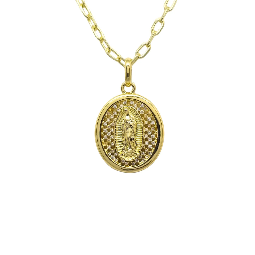 Collar Virgen Calada Circones Enchapada en oro de 18k