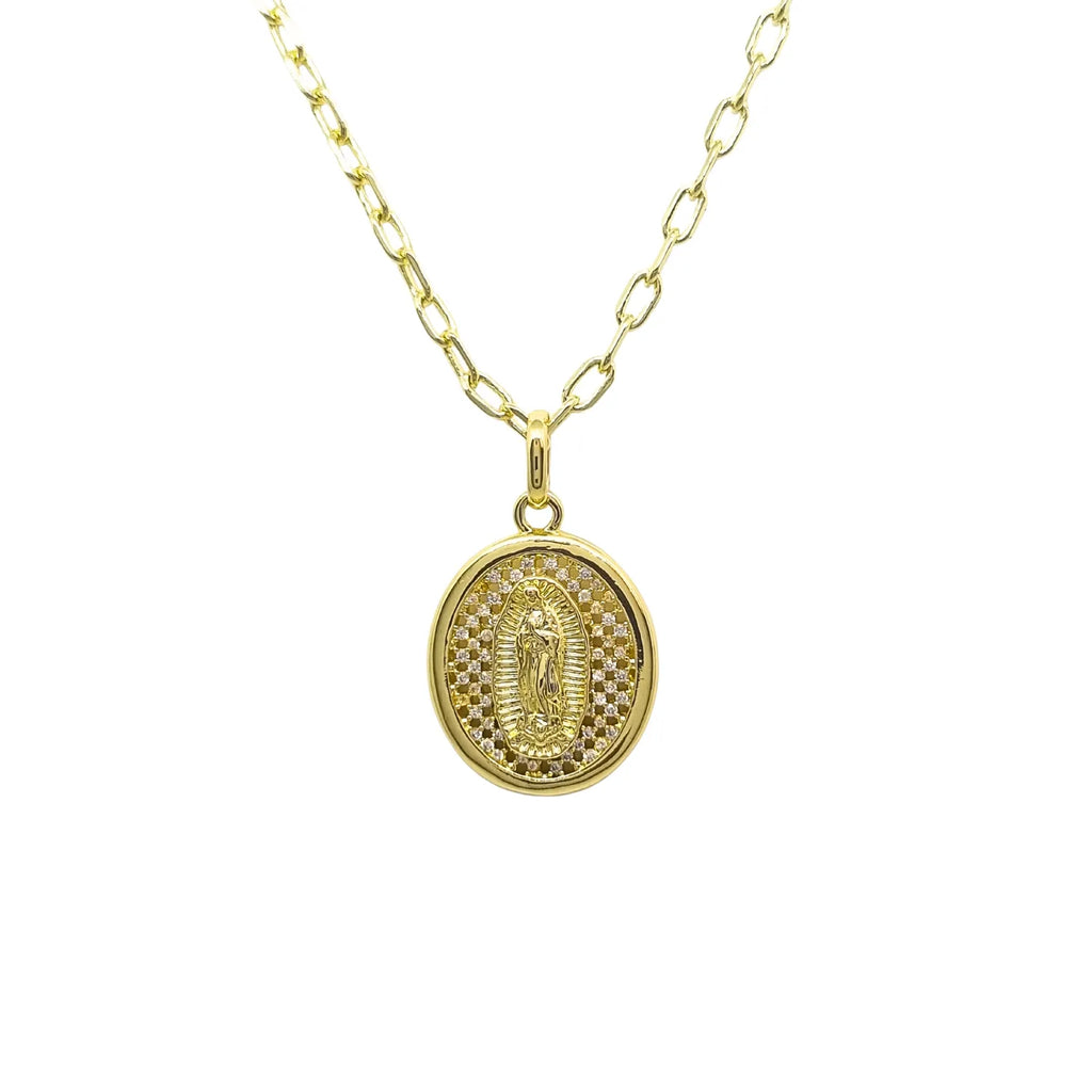 Collar Virgen Calada Circones Enchapada en oro de 18k