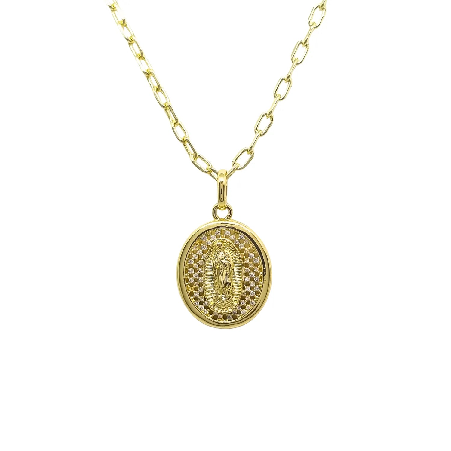 Collar Virgen Calada Circones Enchapada en oro de 18k