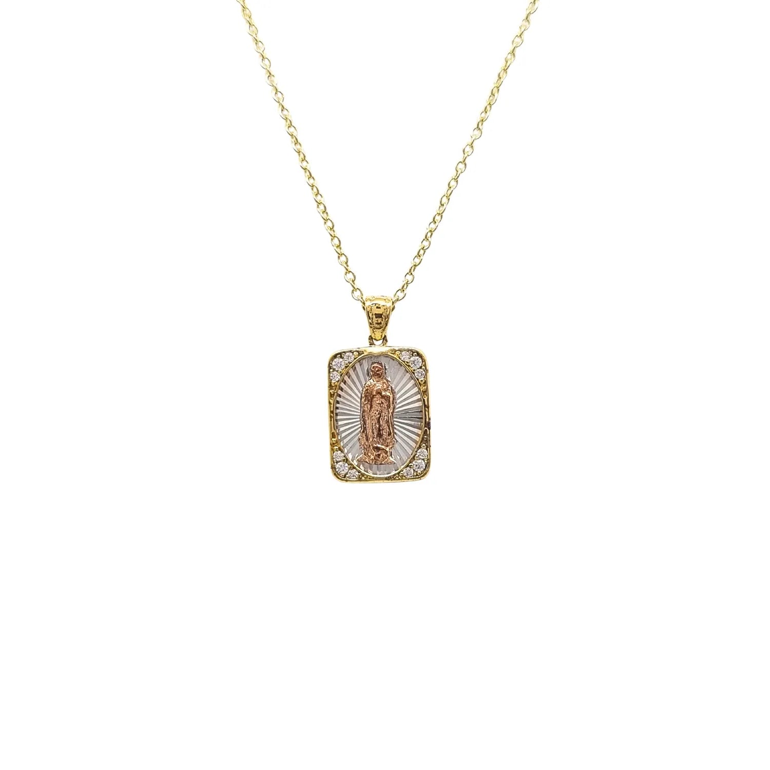 Collar Virgen 3 Oros Enchapada en oro de 18k