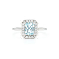 Anillo Rectangular Agua Marina Plata 925