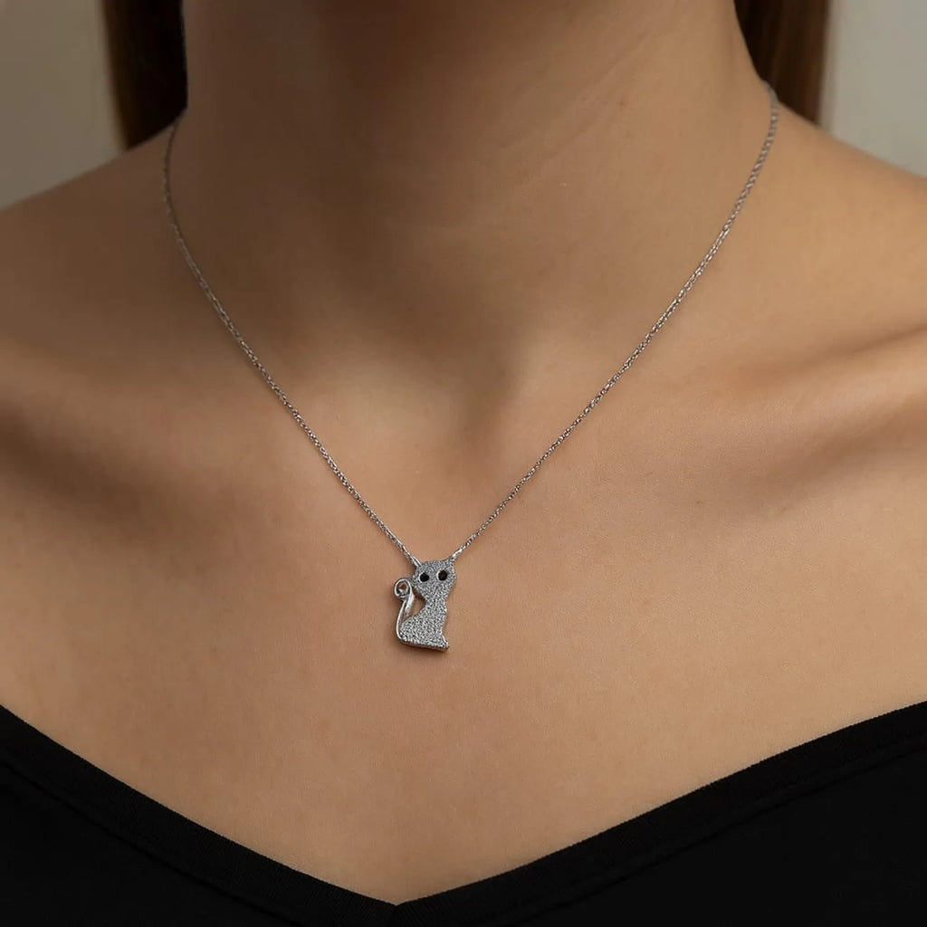 Collar Gato Circones Rodinado Plata 925