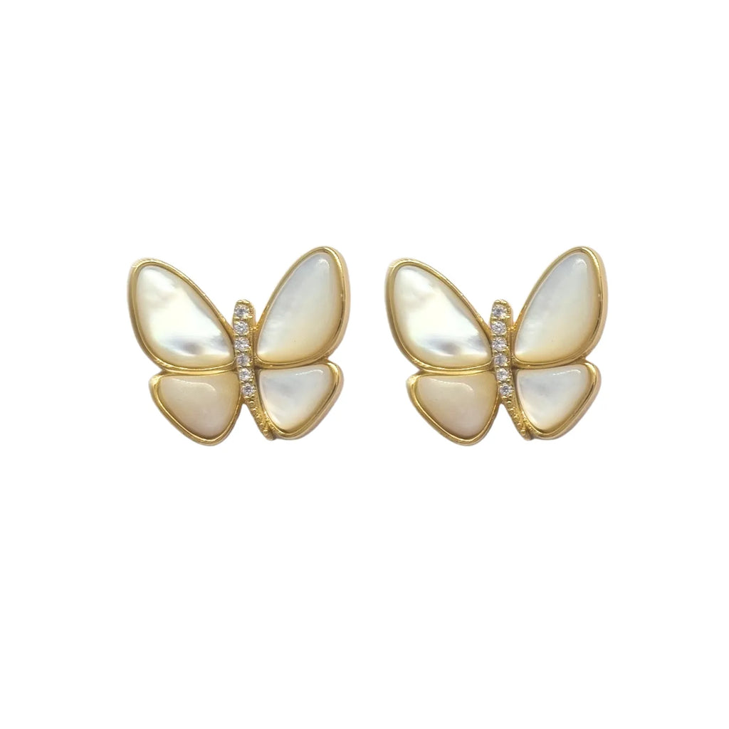 Aros Mariposa Nacar Enchapado en Oro de 18k