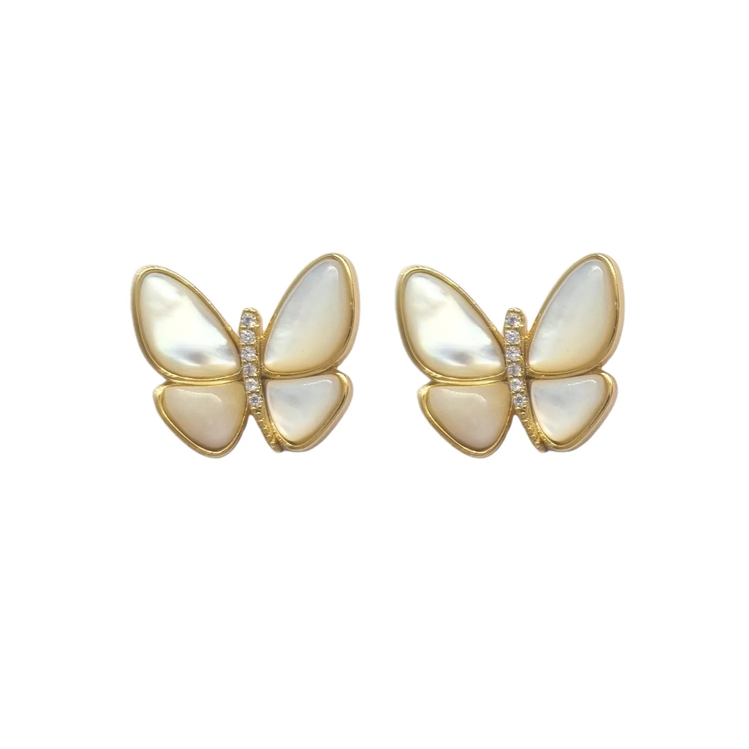 Aros Mariposa Nacar Enchapado en Oro de 18k