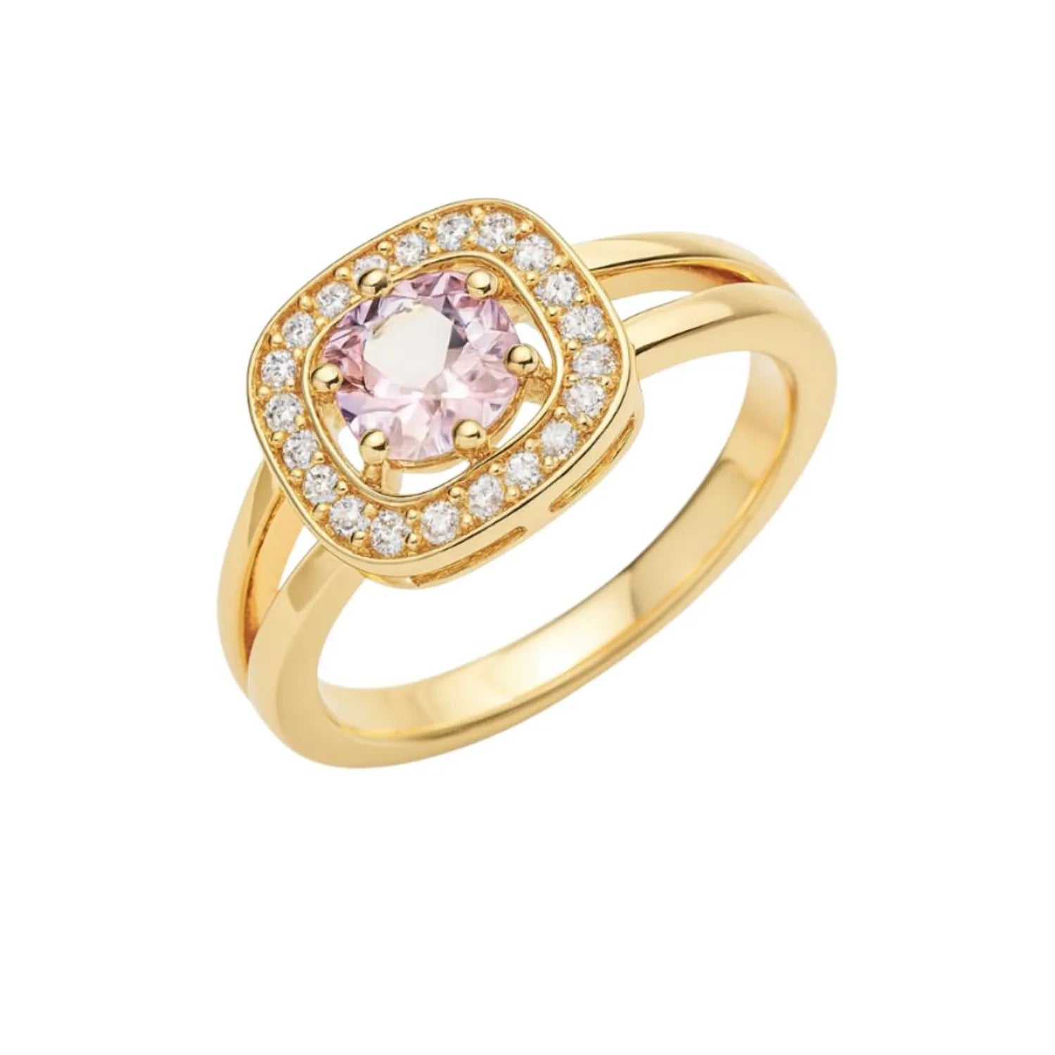 Anillo Cristal Cuadrado Enchapado en oro de 18k