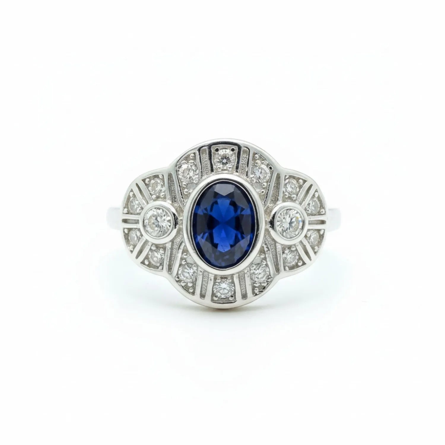 Anillo Vintage Royal Zafiro Circones Plata 925