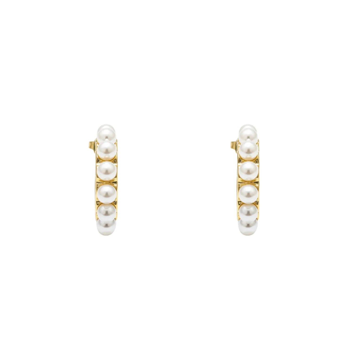 Aros Argolla Perlas Enchapado en Oro de 18k